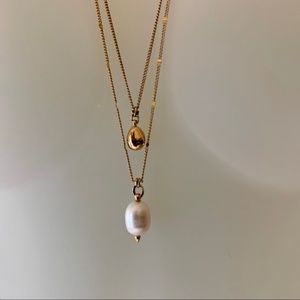 Stella& Dot Deicate Double Drop Pearl Necklace